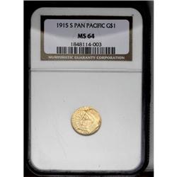 	1915-S G$1 Panama-Pacific Gold Dollar MS64 NGC. Well d 1915-S