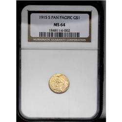 	1915-S G$1 Panama-Pacific Gold Dollar MS64 NGC. Satiny 1915-S