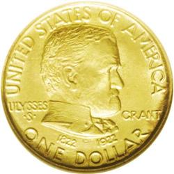 	1922 G$1 Grant No Star MS66 NGC. Greenish-gold centers 1922