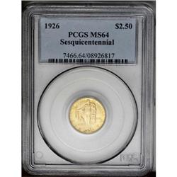 	1926 $2 1/2 Sesquicentennial MS64 PCGS. Blazing cartwh 1926