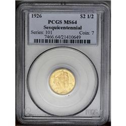 	1926 $2 1/2 Sesquicentennial MS64 PCGS. Peach-gold pat 1926