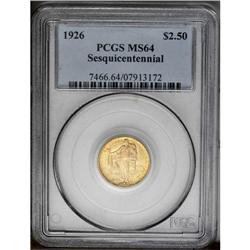 	1926 $2 1/2 Sesquicentennial MS64 PCGS. Cartwheel lust 1926