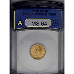 	1926 $2 1/2 Sesquicentennial MS64 ANACS. Struck Thru. 1926