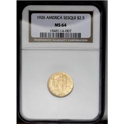 	1926 $2 1/2 Sesquicentennial MS64 NGC. Shimmering full 1926