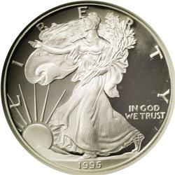 	1995-W S$1 Silver Eagle PR69 Ultra Cameo NGC. This exa 1995-W