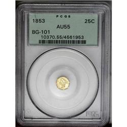 	1853 25C Liberty Octagonal 25 Cents, BG-101, Low R.5, 1853