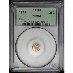 	1853 25C Liberty Octagonal 25 Cents, BG-102, Low R.4, 1853