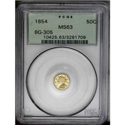 	1854 50C Liberty Octagonal 50 Cents, BG-305, Low R.4, 1854