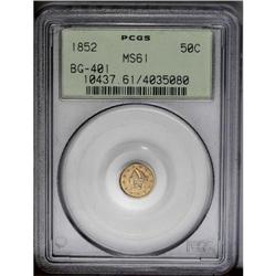 	1852 50C Liberty Round 50 Cents, BG-401, R.3, MS61 PCG 1852