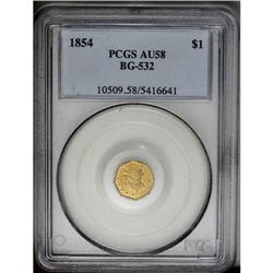 	1854 $1 Liberty Octagonal 1 Dollar, BG-532, Low R.4, A 1854