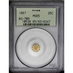 	1867 25C Liberty Octagonal 25 Cents, BG-709, R.4, MS65 1867