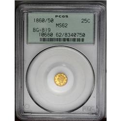 	1860/50 25C Liberty Round 25 Cents, BG-819, R.4, MS62 1860/50