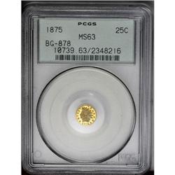 	1875 25C Indian Round 25 Cents, BG-878, R.3, MS63 PCGS 1875