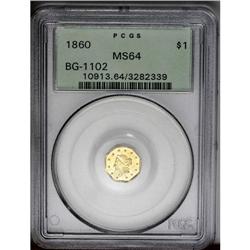 	1860 $1 Liberty Octagonal 1 Dollar, BG-1102, R.4, MS64 1860
