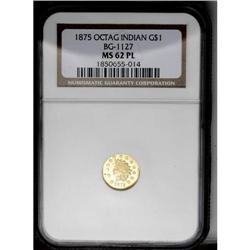 	1875 $1 Indian Octagonal 1 Dollar, BG-1127, R.4, MS62 1875