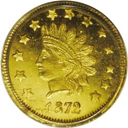 	1872 $1 Indian Round 1 Dollar, BG-1207, R.4, MS64 PCGS 1872