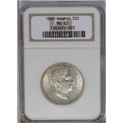 	1883 50C Hawaii Half Dollar MS62 NGC. Well struck, hig 1883