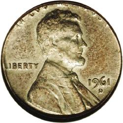 	1961-D 1C Lincoln Cent--Struck on a Dime Planchet--AU5 1961-D