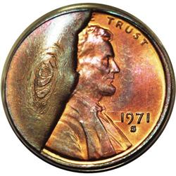 	1971-S 1C Lincoln Cent--Major Die Break--MS62 Red and 1971-S