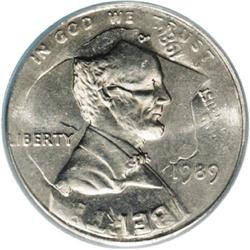 	1989 1C Lincoln Cent--Double Denomination on Struck Di 1989