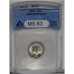 	1944 10C --Broadstruck--MS63 ANACS. Fully broadstruck o 1944