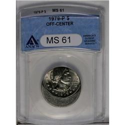	1979-P SBA$ --Off Center--MS61 ANACS. This lovely dolla 1979-P