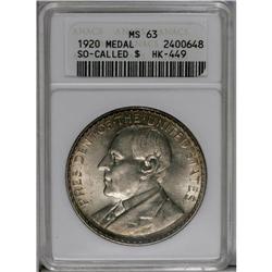 	1920 Wilson Dollar MS63 ANACS. HK-449. This lustrous U. 1920 Wilson Dollar MS63 ANACS.