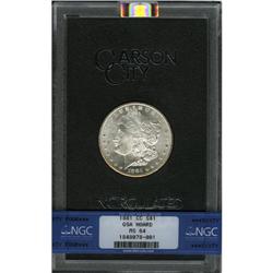 	1881-CC S$1 MS64 NGC. An intricately struck and essent 1881-CC