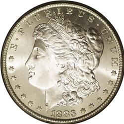 	1883-CC S$1 MS66 NGC. A brilliant, lustrous, and mildl 1883-CC