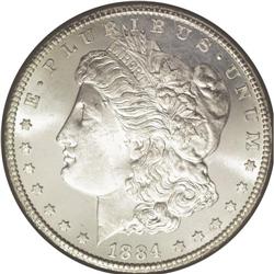 	1884-CC S$1 MS64 NGC. 1884-CC