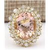 Image 1 : 10.15 CTW Natural Morganite And Diamond Ring In 14k Solid Yellow Gold