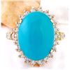 Image 1 : 8.54 CTW Natural Turquoise 14K Solid Rose Gold Diamond Ring