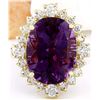 Image 1 : 10.99 CTW Natural Amethyst 18K Solid Yellow Gold Diamond Ring