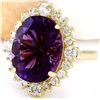 Image 2 : 10.99 CTW Natural Amethyst 18K Solid Yellow Gold Diamond Ring