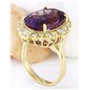 Image 4 : 10.99 CTW Natural Amethyst 18K Solid Yellow Gold Diamond Ring