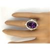 Image 5 : 10.99 CTW Natural Amethyst 18K Solid Yellow Gold Diamond Ring