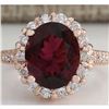 Image 1 : 5.50CTW Natural Red Tourmaline And Diamond Ring 18K Solid Rose Gold
