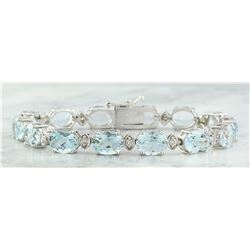 25.75 CTW Aquamarine 14K White Gold Diamond Bracelet