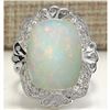 Image 1 : 8.92 CTW Natural Opal And Diamond Ring In 14K Solid White Gold