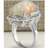 Image 3 : 8.92 CTW Natural Opal And Diamond Ring In 14K Solid White Gold