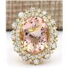 Image 1 : 10.15 CTW Natural Morganite 18K Solid Yellow Gold Diamond Ring
