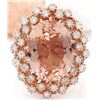 Image 1 : 9.80 CTW Natural Morganite 18K Solid Rose Gold Diamond Ring