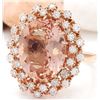 Image 2 : 9.80 CTW Natural Morganite 18K Solid Rose Gold Diamond Ring