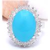 Image 1 : 9.80 CTW Natural Turquoise 18K Solid White Gold Diamond Ring