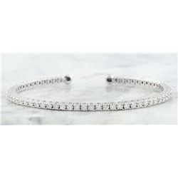 1.46 CTW Diamond 18K White Gold Bangle Bracelet