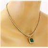 Image 2 : 13.80 CTW Natural Emerald 18K Solid Yellow Gold Diamond Necklace