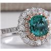 Image 2 : 3.26 CTW Natural Emerald And Diamond Ring 18K Solid White Gold
