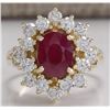 Image 1 : 3.08 CTW Natural Red Ruby And Diamond Ring 18K Solid Yellow Gold