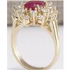 Image 3 : 3.08 CTW Natural Red Ruby And Diamond Ring 18K Solid Yellow Gold