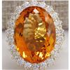 Image 1 : 17.91 CTW Natural Citrine And Diamond Ring In 14K Solid Yellow Gold